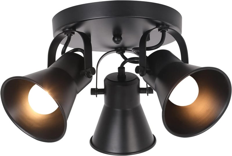 SEEBLEN 3-Light Industrial Track Lighting, Adjustable Round Kitchen Ceiling Light, Morden Black Flush Mount Directional Light for Kitchen, Hallway, Dining Room, Bathroom, Coffee Bar. - Image 1